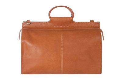 Reisetasche aus braunem Kalbsleder Frontansicht | Duke's Duffle